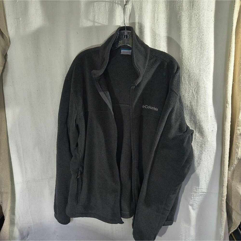 Columbia Men's XL Dark Grey Zip Up Fleece Jacket With Broken Zipper